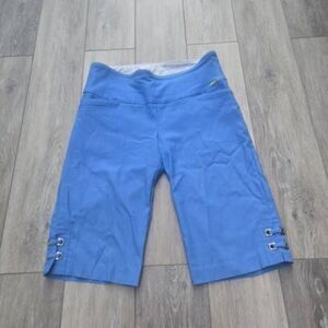 Swing Control golf women's long eyelet masters shorts blue stretchy size 8